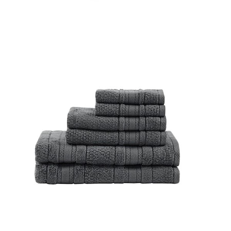 Madison Park Adrien Super Soft Cotton Towel Set - Dark Gray, 6 Piece MPE73-665
